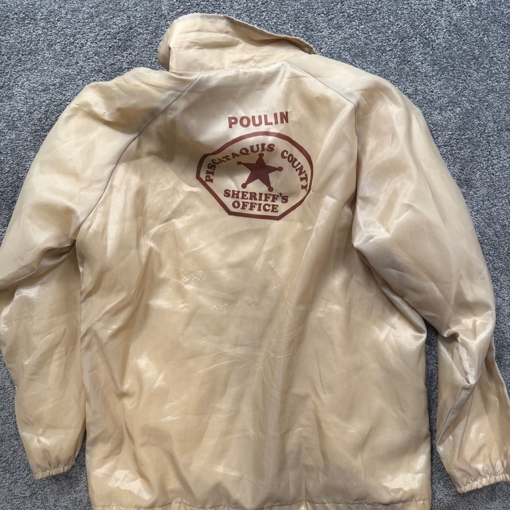 VTG Whang Piscataquis County Sheriff Office Coach Jacket Tan Mens L USA Maine